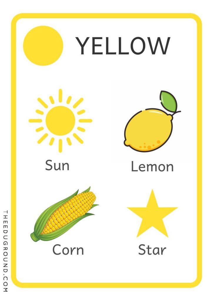 Yellow Color Flashcard with Objects