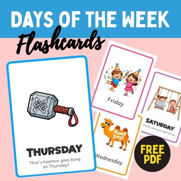 Days of the week flashcards PDF free download