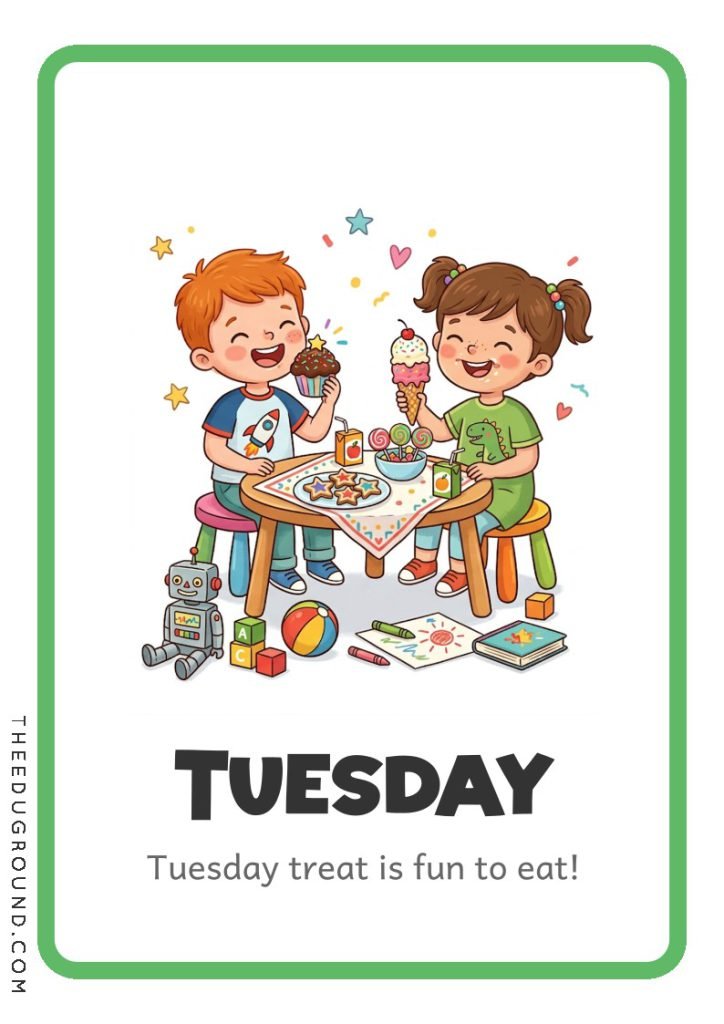 Tuesday Weekday Flashcard with Rhyme