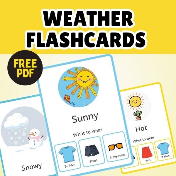 Weather Flashcards for Kids PDF Free Download