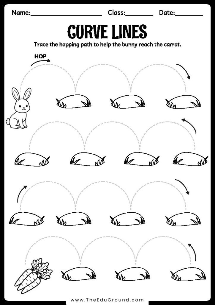 Trace the hopping path to help the bunny reach the carrot.