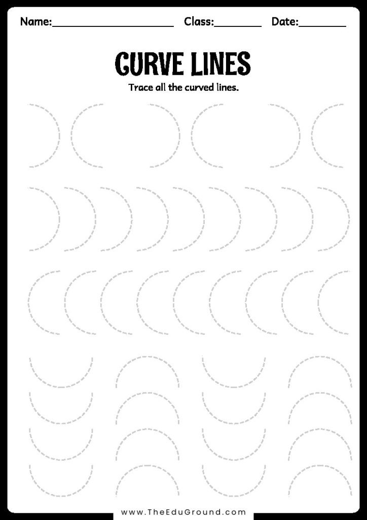 Trace the curve lines (simple curve lines) given below.