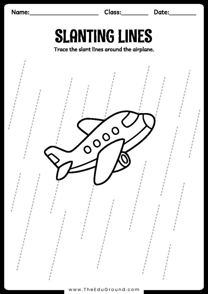 Trace the slant lines around the airplane.