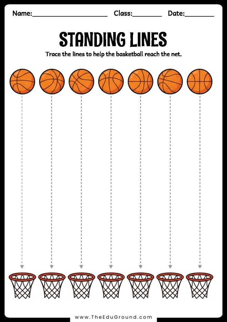 Trace the lines to help the basketball reach the net.